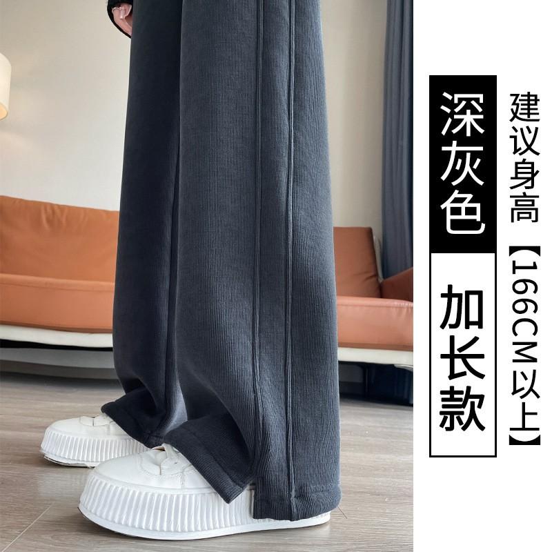 Womens High-Waisted Wide Leg Pants 2026 Fleece-Lined Straight Cut Casual Trousers Winter