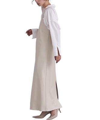 Yours Faux Leather Overall Dress Light Beige BGXU1932, Women's, Medium,
