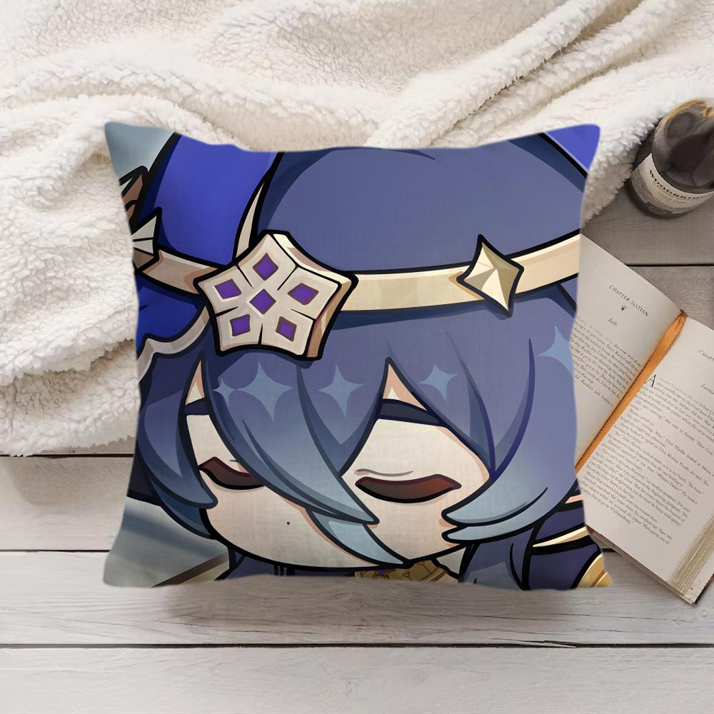 Layla Cute Genshin Impact Cushion Cover Silky Short Plush Invisible Zipper Dustproof Sofa Pillow Case For Home Decor