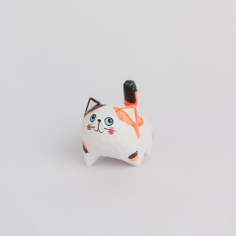 Wooden Craft Cat Figurine Home Office Decor Gift For Cat Lovers