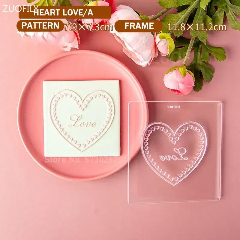 2023 Valentine's Day Heart Fondant Printing Stamp Cartoon Lips Love Letter XOXO Cookie Cutter Embosser Cake Mold DIY Baking Mold