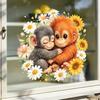 Affen Fenstertattoo Niedlicher Babyaffe PVC-Aufkleber Wiederverwendbare Statische Glasaufkleber für Wohnzimmer Heimdeko