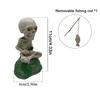 Fishing Skeleton Sculpture Garden Decorative Fishing Skeleton Statue Creative Skull Figurines Novelty Gifts Outdoor Ornaments