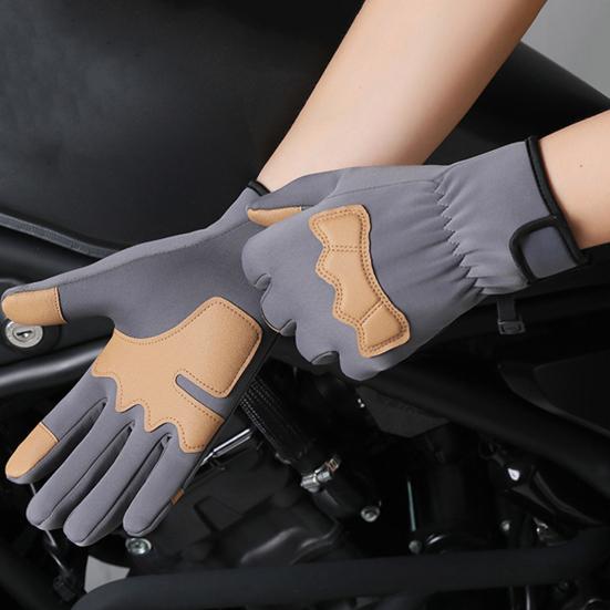 1 Pair Winter Gloves Patchwork Color Touch Screen Design Non-Slip