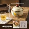 Retro Chinese Ink Wash Style Ceramic Stew Pot with Lid - Single Serving Double Boiler and Steamed Egg Bowl.