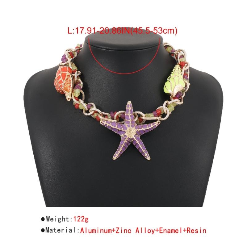 Starfish Shell Charm Choker Necklace Women Jewelry Bohemian Ethnic Statement Vintage Large Collar Necklace Female