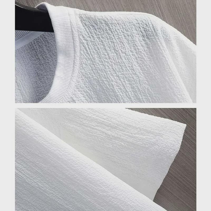 Pánské letní jednobarevné lněno-bavlněné tričko s krátkým rukávem