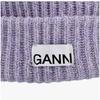 Ganni A6439 233 Logo Patch Structured Beanie