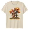 Whimsical Fall Tree House TShirt Fall Nature Birthday Gift For Him And Her