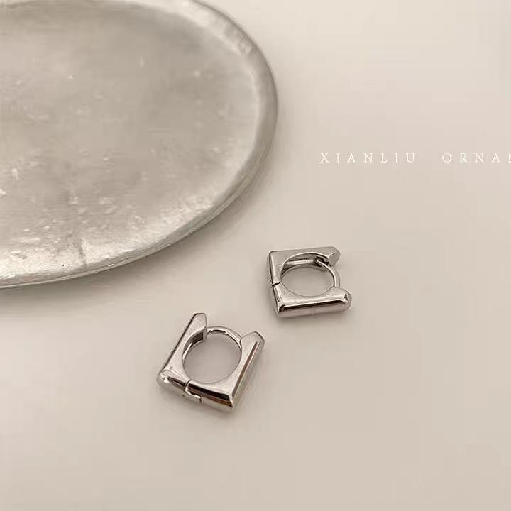

«2025 г. Высококачественные металлические серьги-капли в европейском и американском стиле с уникальными застежками» Square earrings / pair серебряный