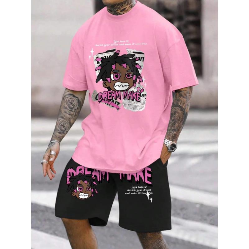 

Мужская повседневная летняя футболка с круглым вырезом, напечатанная с героями мультфильмов и буквенными узорами, легкая и дышащая, короткая длина S