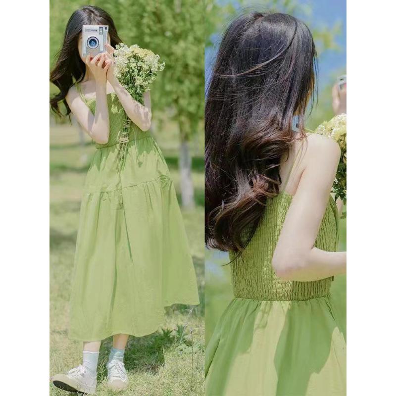 Mint Mambo Wind Grün Spaghettiträgerkleid für Damen - 2025 Sommer Strandurlaubsstil