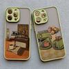 Cartoon Home Furnishing Table Cat Phone Case For iPhone 15 14 13 12 11 Pro Max Mini SE2 15 14 8 7 Plus X XR XS Shockproof Covers