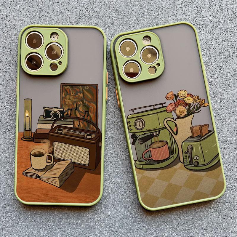 Cartoon Home Furnishing Table Cat Phone Case For iPhone 15 14 13 12 11 Pro Max Mini SE2 15 14 8 7 Plus X XR XS Shockproof Covers