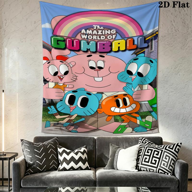 The Amazing World of Gumball Wall Tapestry Aesthetic Wall Hanging Printed Fabric Blanket Decorative Tapestries for Bedroom Living Room Home Decor