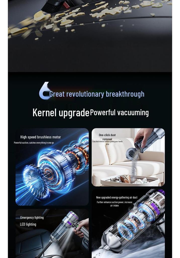 Wireless Handheld Vacuum Cleaner with High Suction, Power Display & Portable Brushless Motor