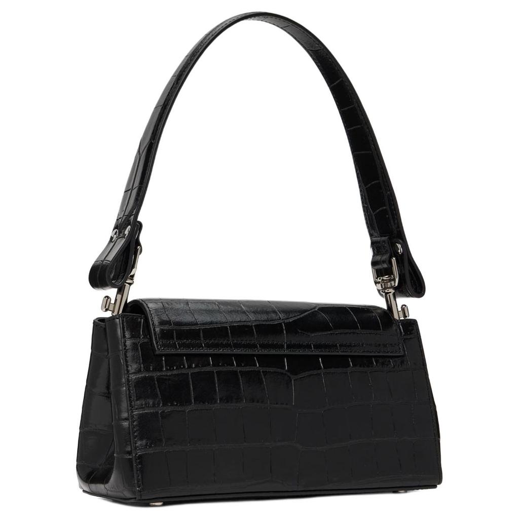 VIVIENNE WESTWOOD Hazel Magnetic Flap Crocodile Embossed Leather Underarm Bag Baguette Shoulder Tote Women Bags Black 42020005L001HN401