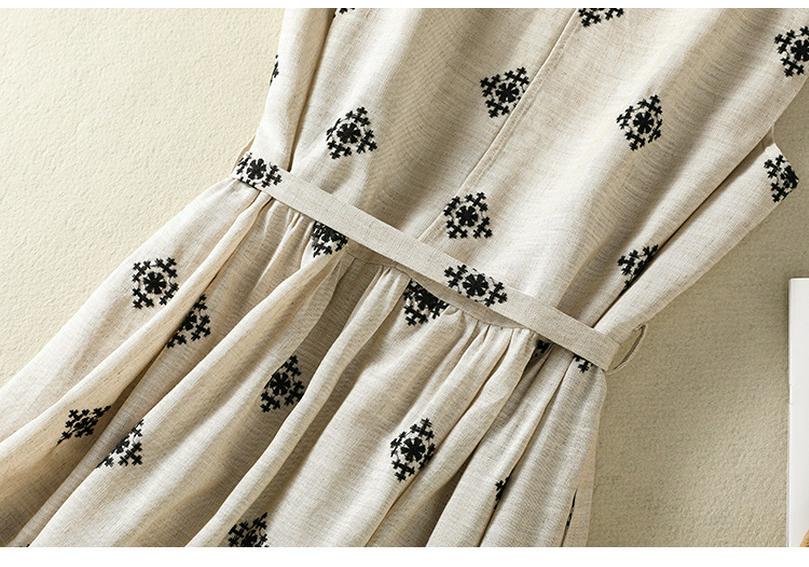 2026 Spring/Summer Sleeveless Cotton Linen Dress in Natural Hemp, Round Neck, Loose Fit, Literary Style