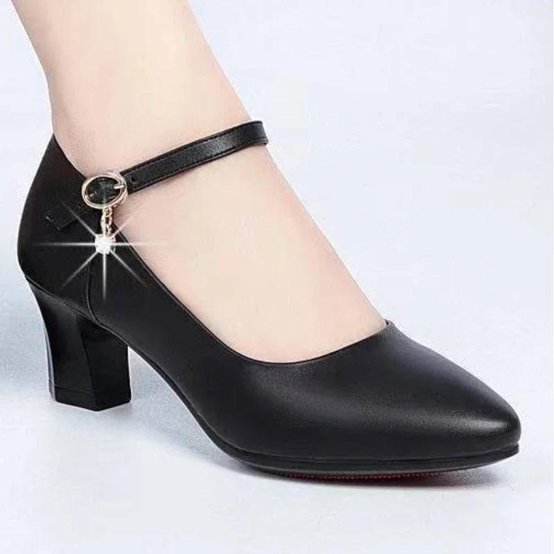 Fashion Ladies Shoes 2024 High Quality Buckle Strap Women's High Heels Fashion Shallow Office and Career Sexy Pointed Toe Heels Women