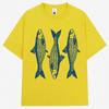 Y2k Sardines Pattern Printing T-shirt Summer Fashion Vintage   T Shirts Oversized 100% Cotton Casual T Shirt Streetwear