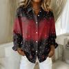 Women's Halloween Print Long Sleeve Button Down Shirt with Collar, Fit Casual Top