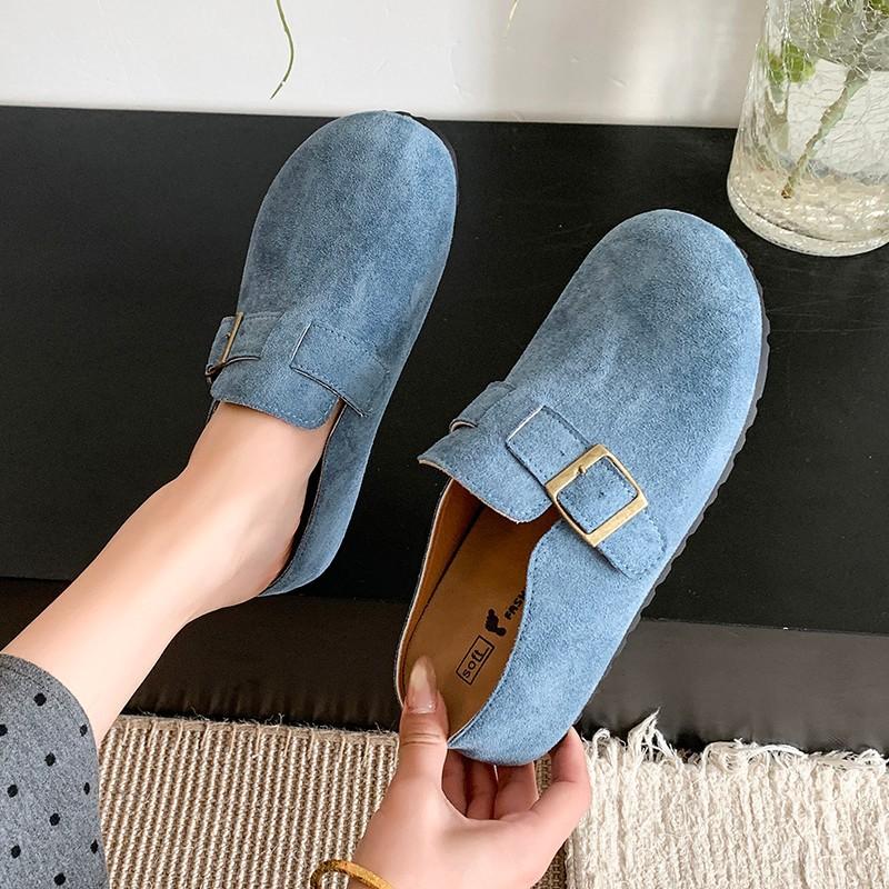 Retro Fashion Outer Wear Flat-bottomed Boken Bag Head Slippers 2025 Spring New Lazy One-pedal Thick-soled Slippers Women