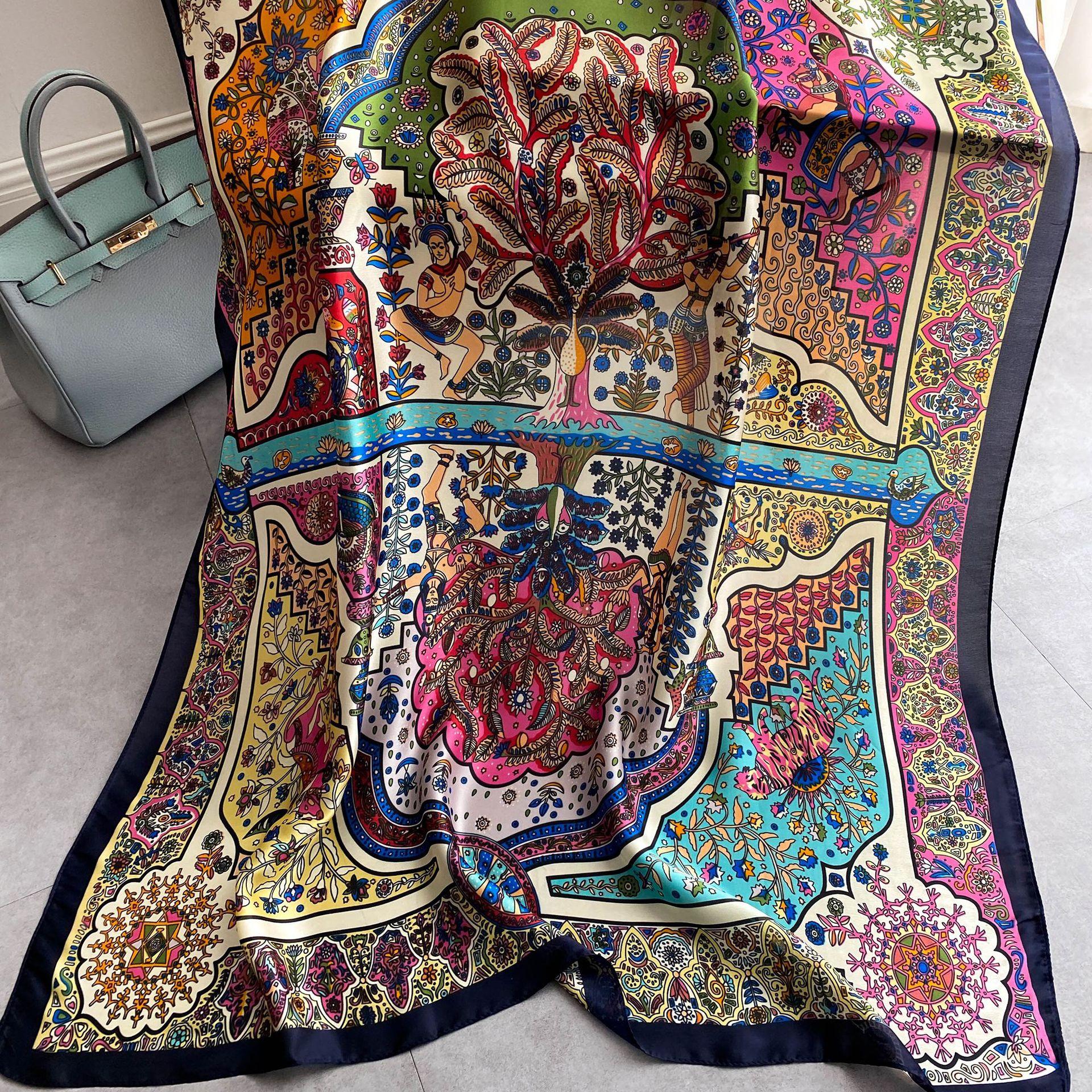 

Высококачественные роскошные шелковые шарфы, повязка на голову, шарфы, шейный шарф для женщин, шелковый шарф с цепочкой, женская декоративная шаль 180-90cm