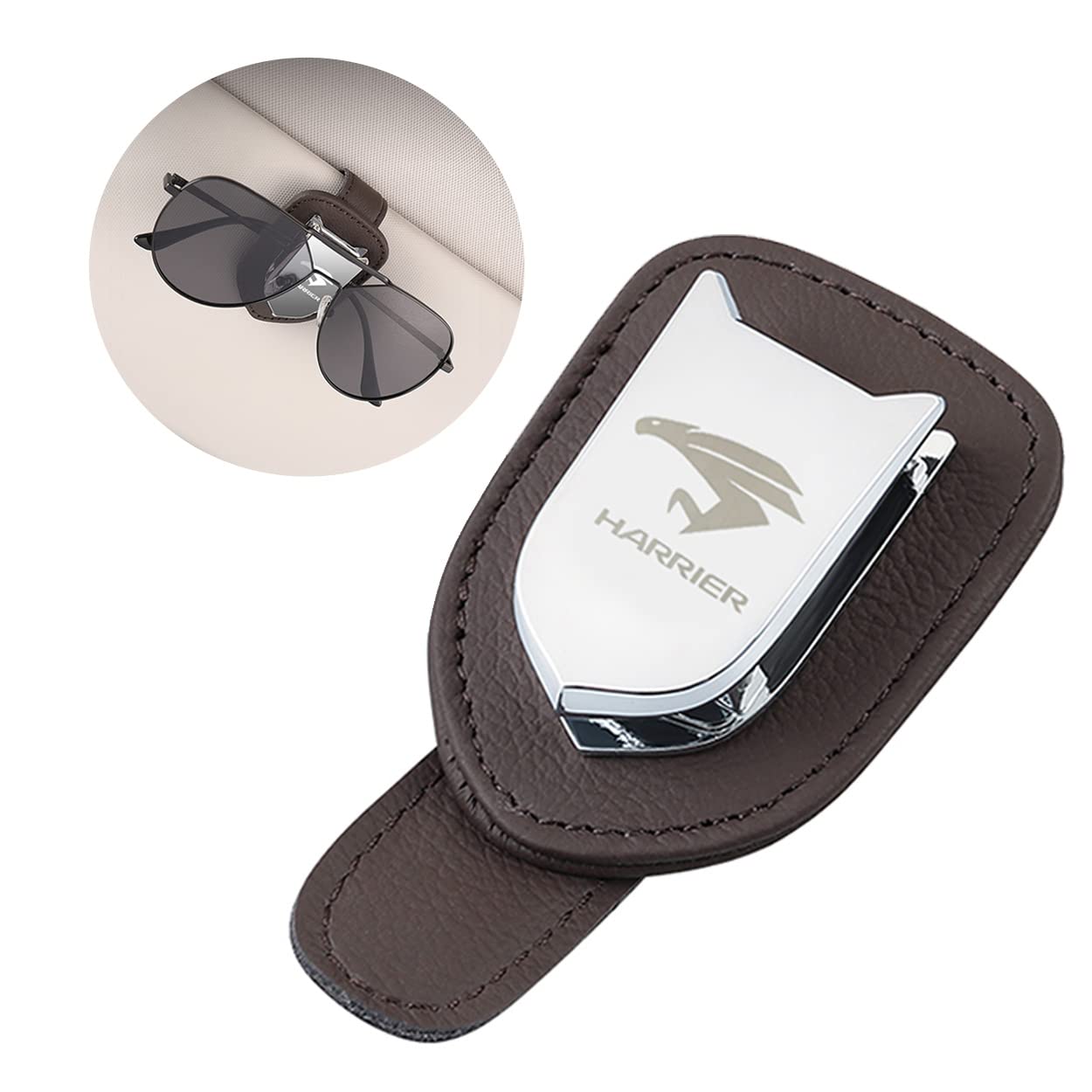 

Harrier Glasses Holder Leather Sunglasses Clip for Car Sun Visor коричневый