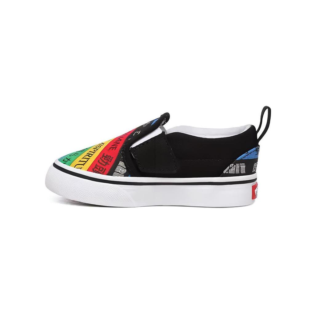 Vans Schachbrettmuster Bequeme Vielseitige Low-Top Walking Schuhe Babysneaker Schwarz Regenbogen VN0A3488WK2