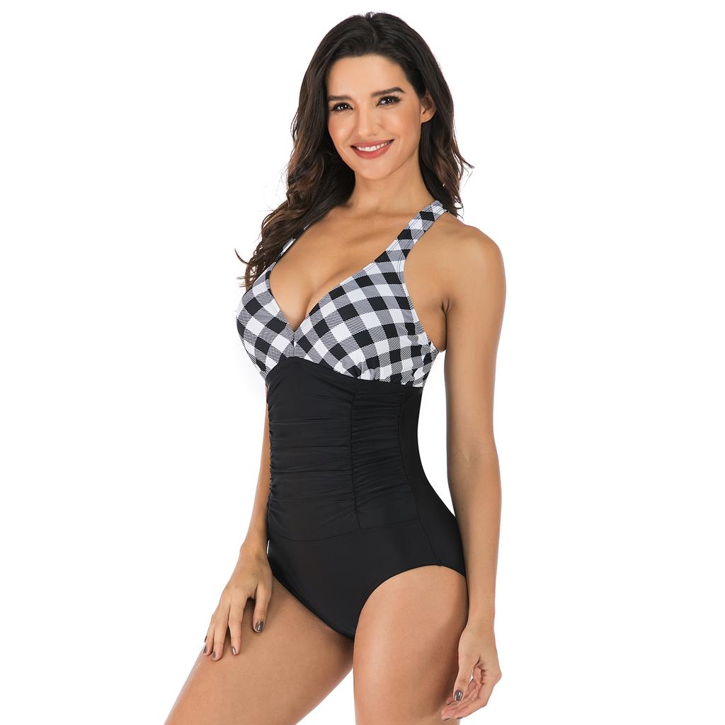 TUINANLE Costume da bagno intero colorato da donna, costume da bagno, costume da bagno patchwork, body da spiaggia femminile
