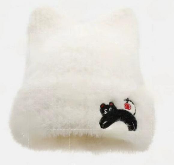 Women's Korean Style Autumn/Winter Wool Hat – Cute Cat Ears, Face-Slimming, Warm Knitted Beanie