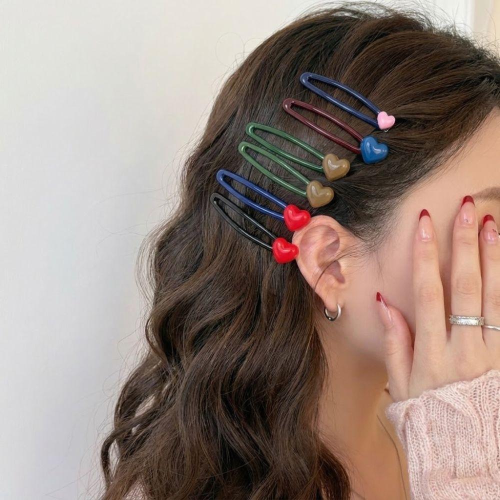 A Pair Cute Sweet Style Girls Hairpins Y2K Students Bangs Hair Clips  For Girls Women