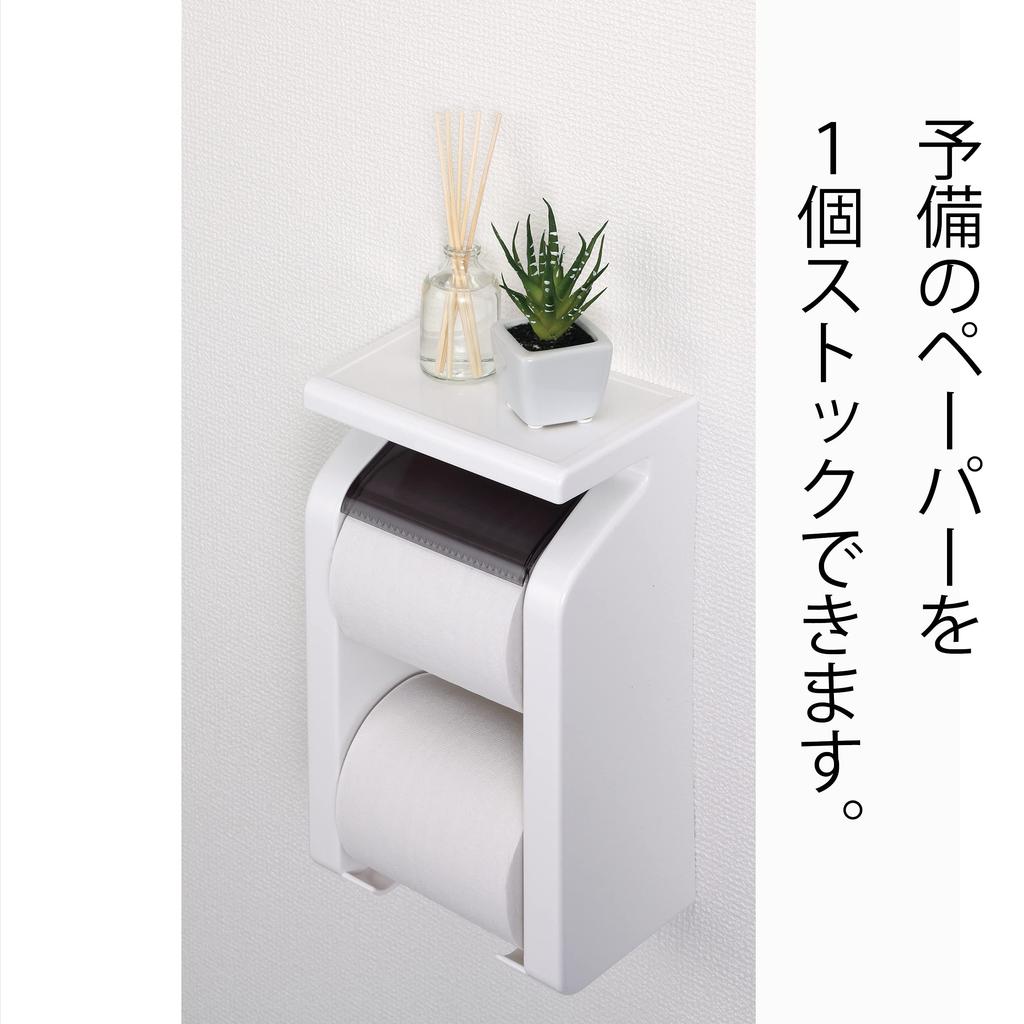 Towa Sangyo Toilet Paper Holder GR with Shelf, White, Made In Japan