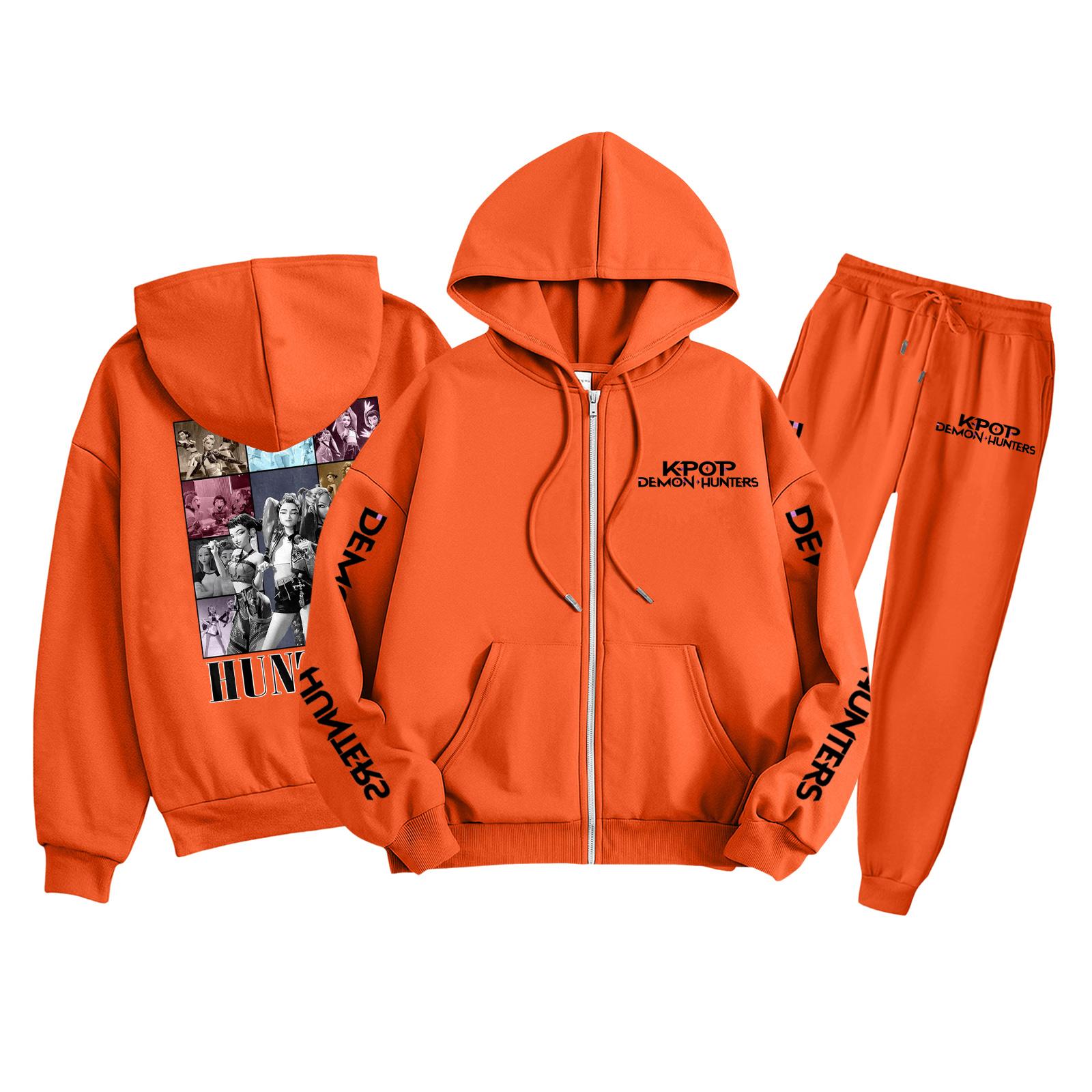 

Children s Fashion Long Sleeve Zipper Hooded Sweatshirt Sweatpants Print Pocket Sweatshirt Set 150