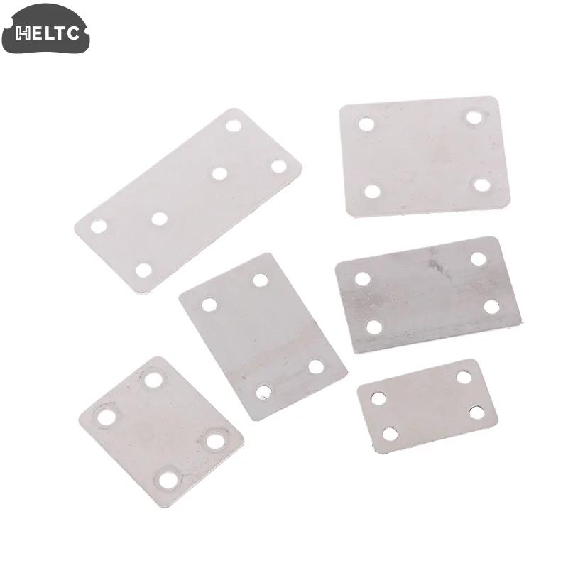 10Pcs Silver Straight Four Hole Fixed Angle Bracket Stainless Steel Right Angle Bracket Furniture Fasteners Wood Shelves Cbinets