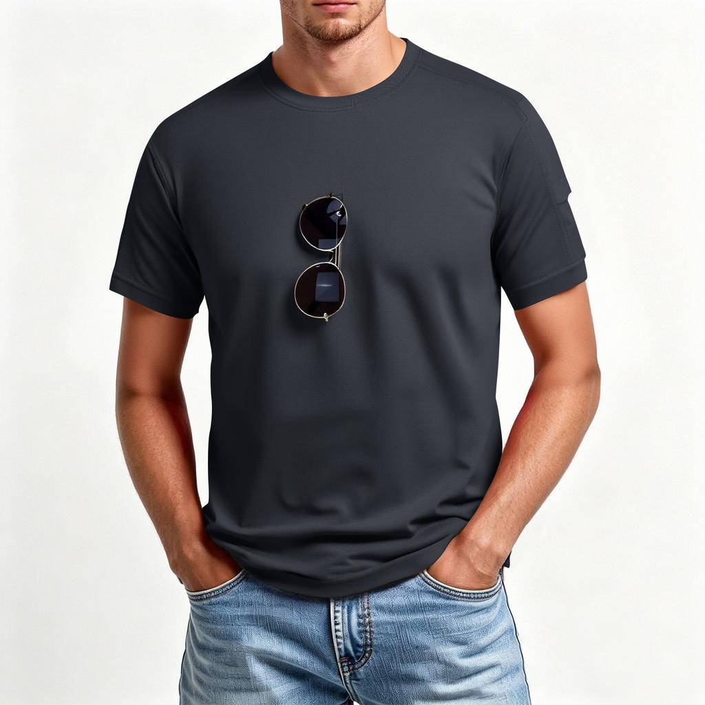Men's Summer Round Neck T-Shirt, Quick-Drying Casual Sports Short Sleeve Top