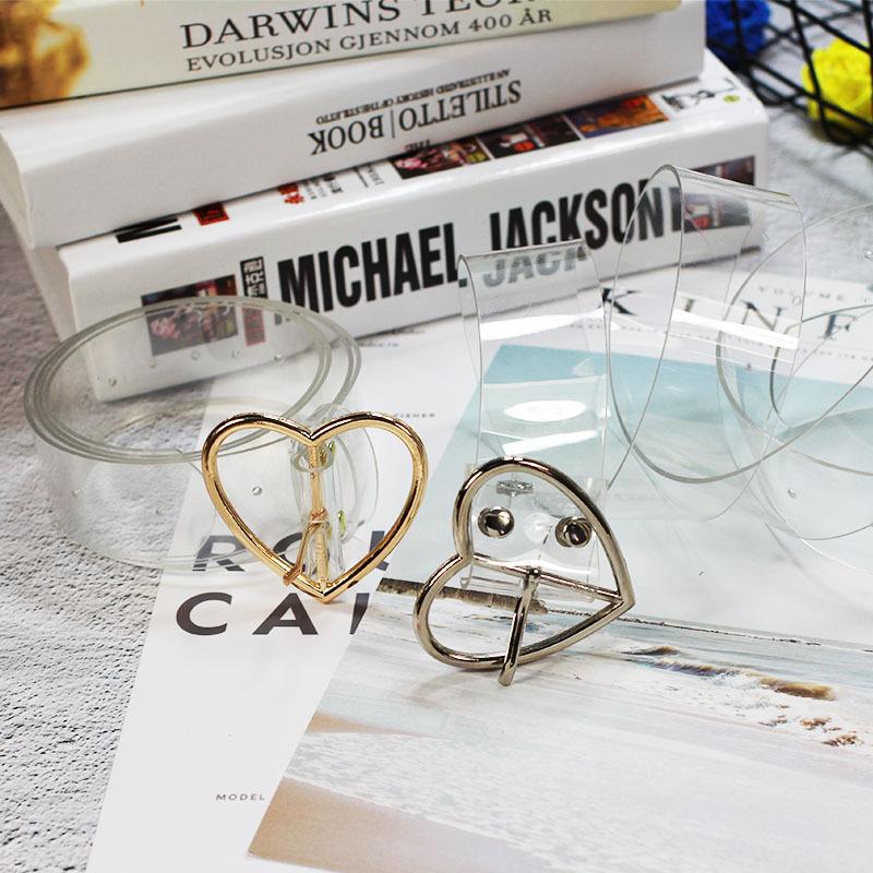 Fashion All-Match Resin Plastic Fully Transparent Belt Circle Buckle Heart Buckle Women's Belt Jeans Students'