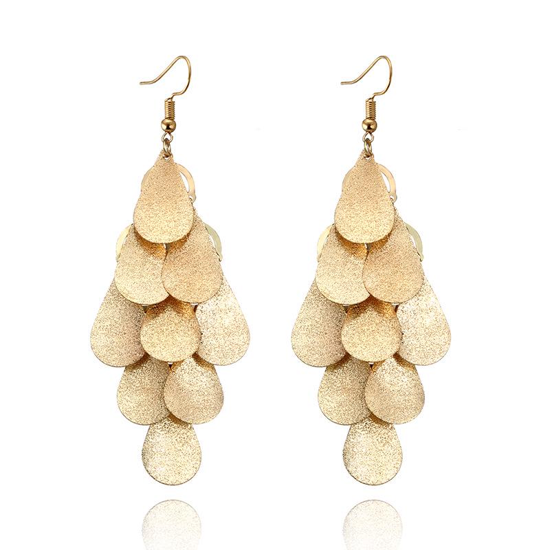 Women Simple Retro Earrings Scale Water Drop Design Eardrop Jewelry Ear Decoration