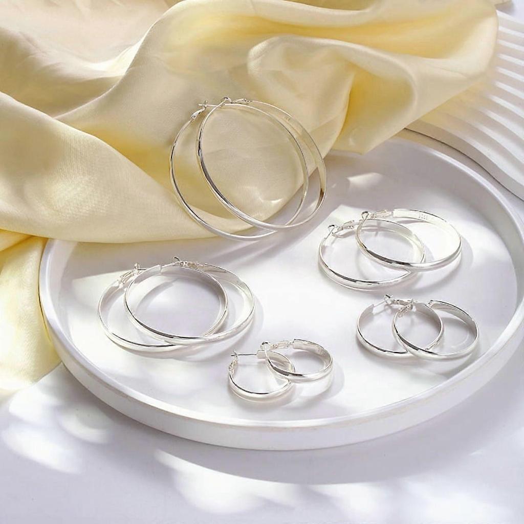 Sterling Silver/Gold Plated Hoop Earrings for Women – Lightweight, Hypoallergenic, Thin Big Hoops (30/40/50/60/70mm)