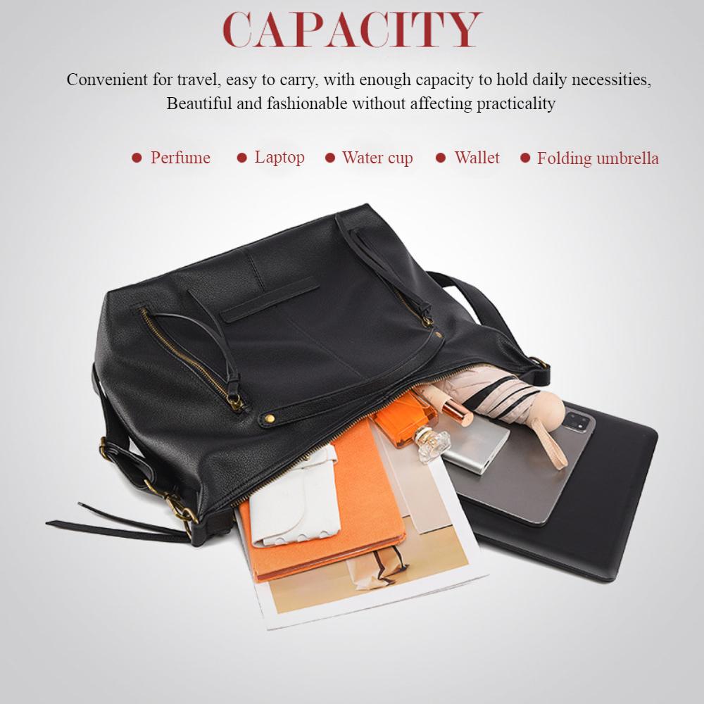 Simple Retro Large Tote Bag Soft Touch PU Leather Lazy Loose Feeling Women's Shoulder Bags Fashion Autumn and Winter New Large Capacity Messenger Bags