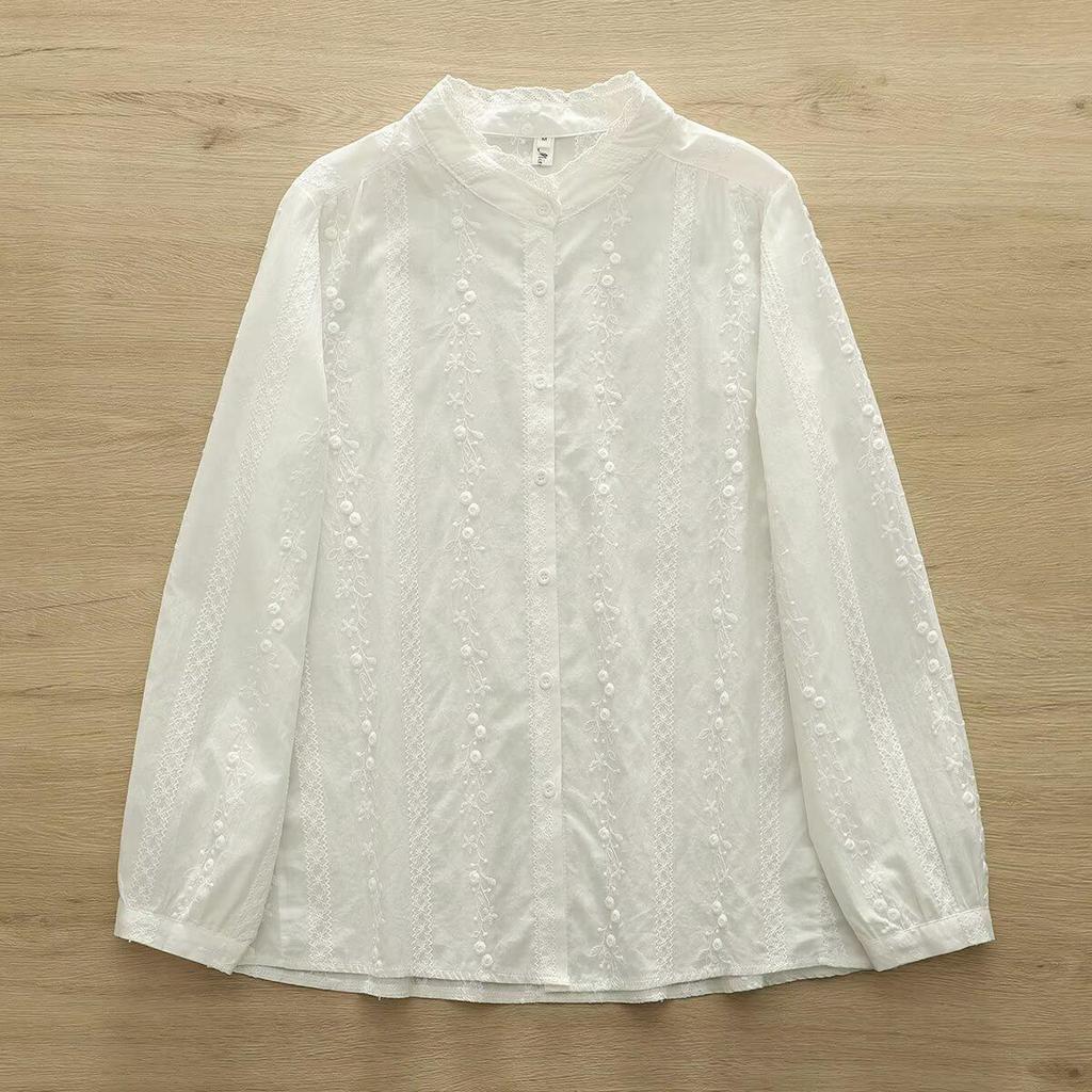 Women's 3D Embroidered Lace Shirt - Spring/Autumn 2026 Collection