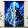 Low Growling Wolf Full Moon Scenery Printed Curtains Home Decoration Room Made Of Polyester