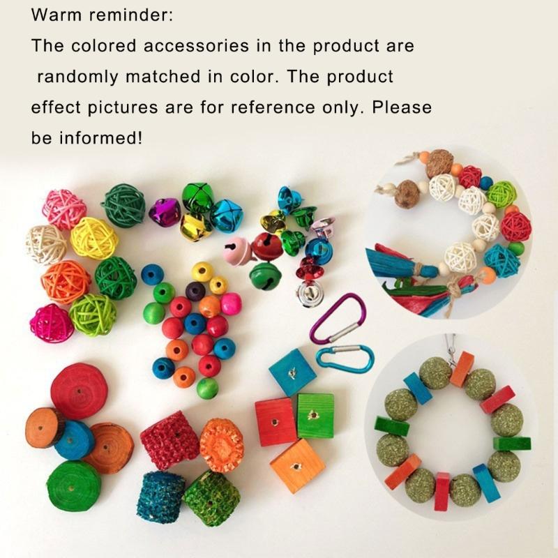 Papageienkäfig Spielzeug Naturholz Kauschaukel Bunter Vogelblock mit Tannenzapfen Für Kleine bis Große Papageien Unterhaltung