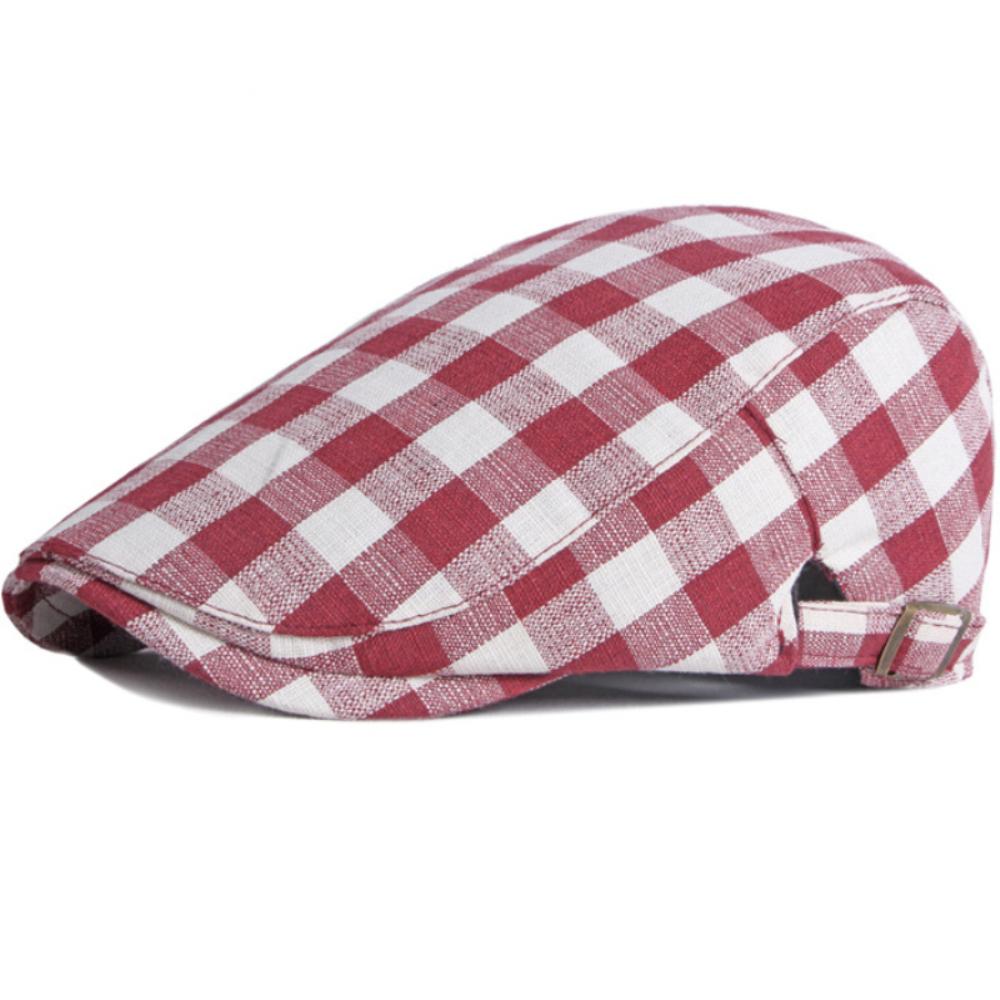 

HT3664 Berets for Men Women Spring Summer Sun Hat Artist Painter Plaid Beret Hat Male Female Ivy Flat Cap Adjustable Beret Caps 55-60cm Adjustable
