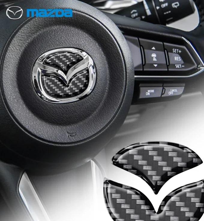 Decorative Stickers For Mazda Axela ATENZA CX-5 CX-4 Car Steering Wheel Center Cover Carbon Fiber Interior Decals Accessories