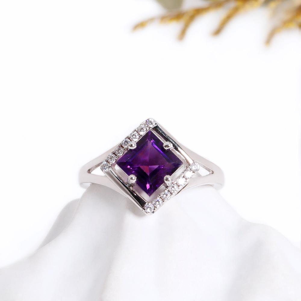 Naturalny afrykański ametystowy pierścionek kolczyki naszyjnik wisiorek 925 srebrny zestaw biżuterii na rocznice kobiet i wesela i bankiety