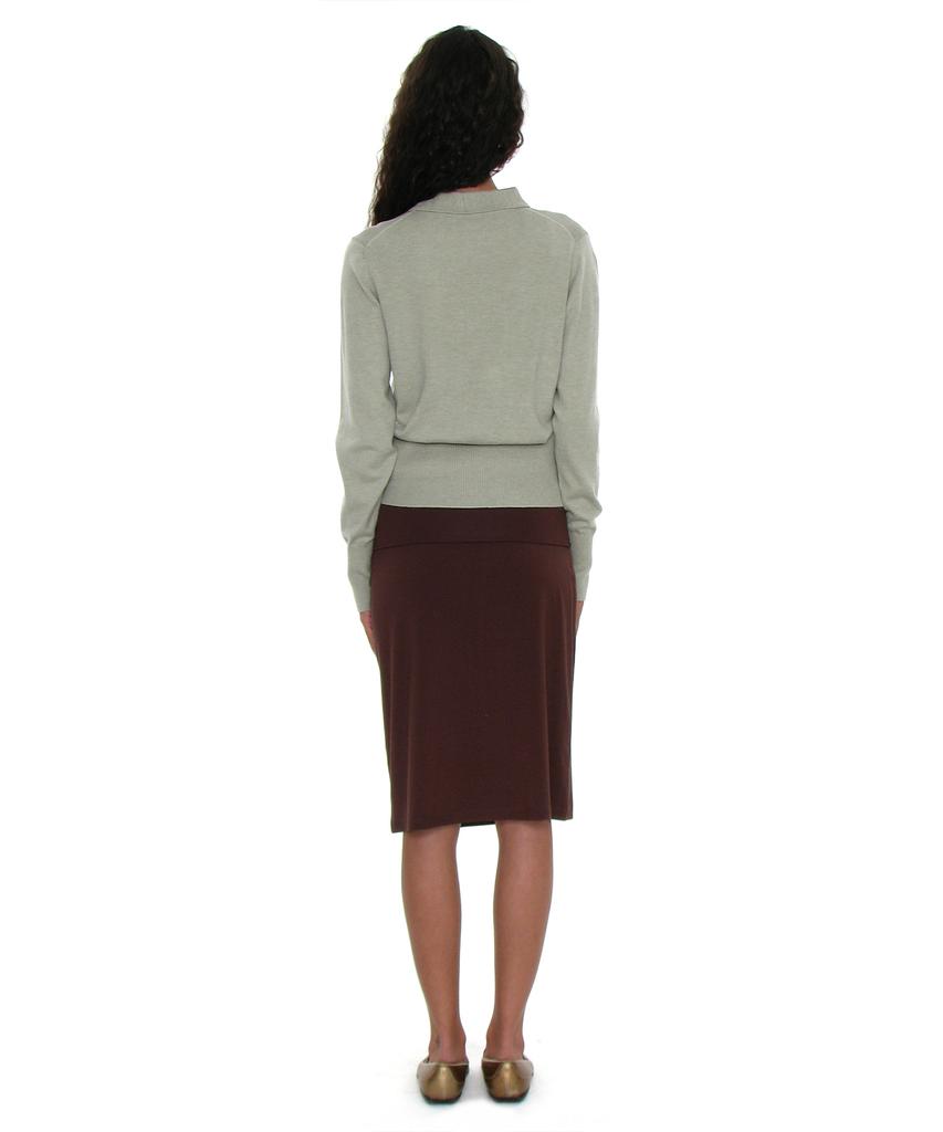 Partimento Woman Pwc Folding Waist Jersey Midi Skirt_Dark Brown