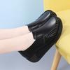 Genuine Leather Women Working Shoes Fashion Wedge Heels Platform Shoes Non-slip Loafers Casual Walking Shoes