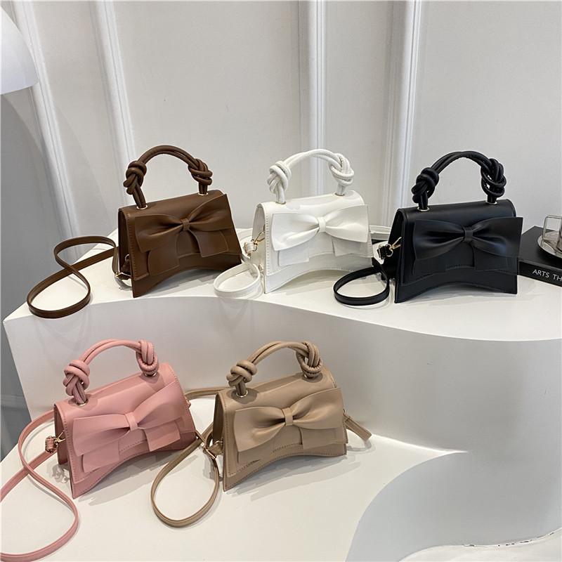 Women Simple Solid Color Bowknot Fashion Casual Crossbody Small Square Bag