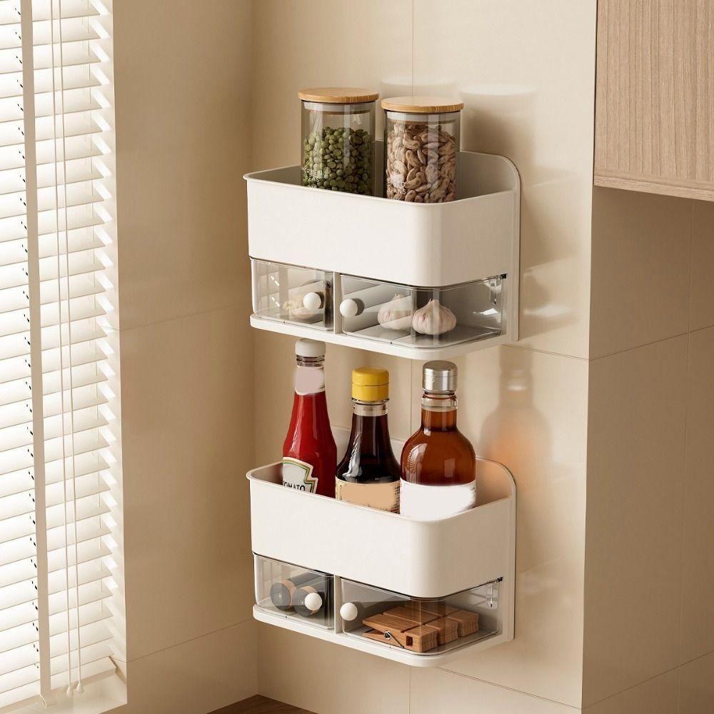 Plastic Bathroom Storage Rack Large Capacity Condiment Storage Box  for Kitchen